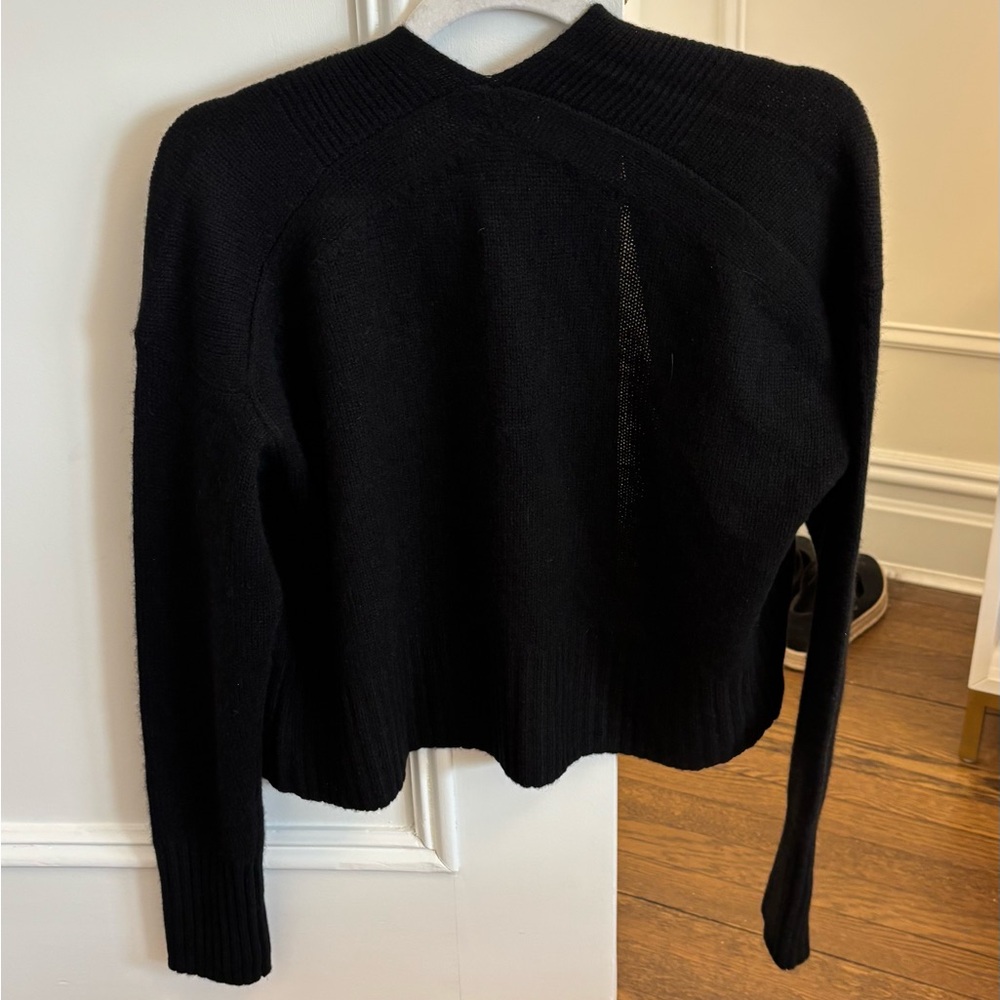 White + Warren Black Open-Front Cashmere-Blend Cardigan - Picture 2 of 4